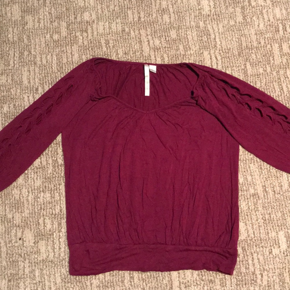 LC Lauren Conrad 3/4 sleeve maroon blouse